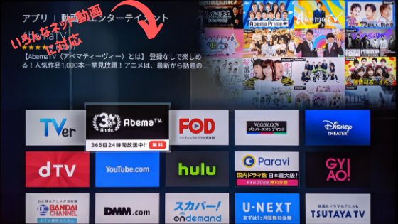 Fire tv stick 4Kはいろんなネット動画に対応